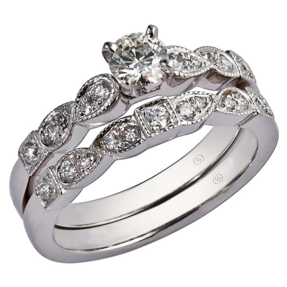 14K White Gold Semi-Mount Wedding Set » Britton Jewelers