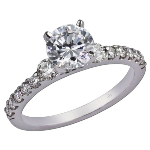 14K White Gold Ladies Semi Mount Engagement Ring